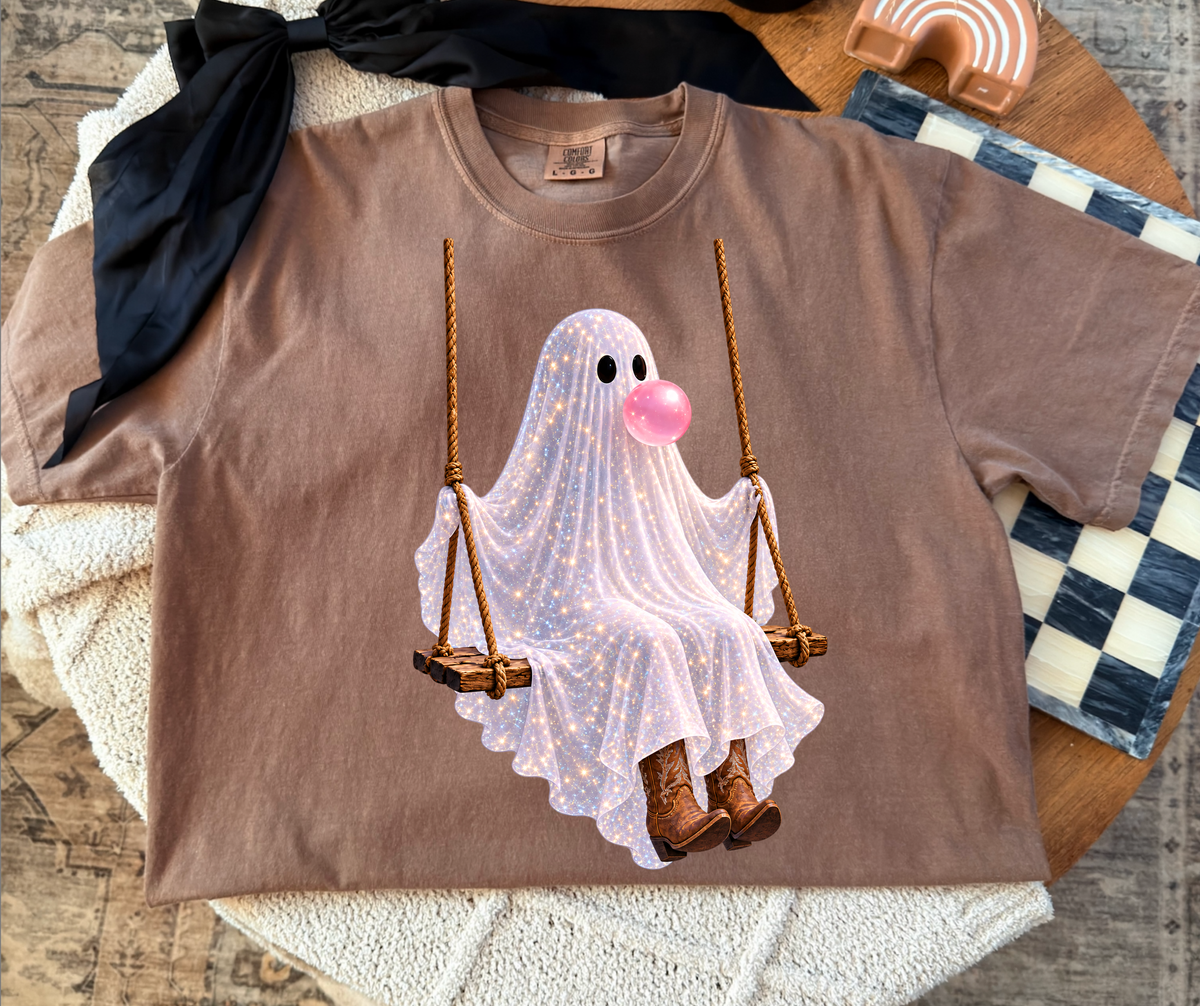 Sparkle Ghost Swing graphic tee in Espresso
