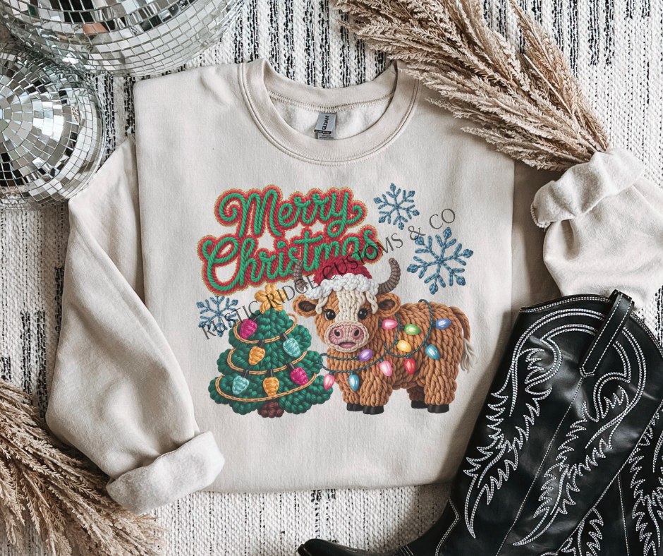 Merry Christmas Highland Cow Sweatshirt