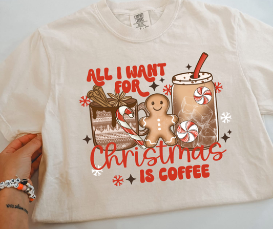 All I Want for Christmas is Coffee graphic T-shirt in Ivory