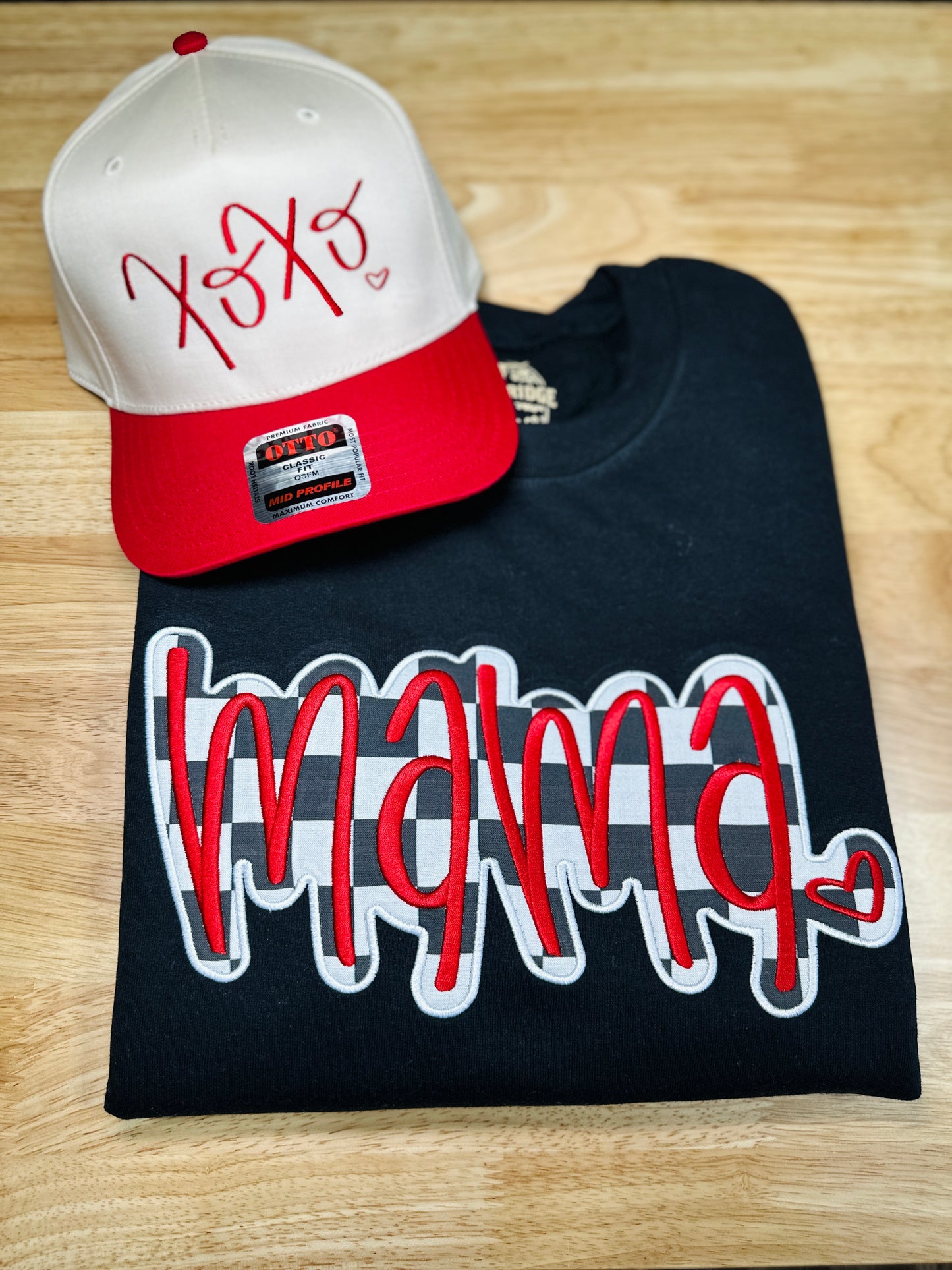 Checkered Mama Embrodiered Crewneck