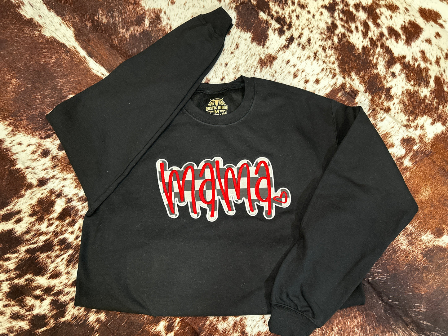 Checkered Mama Embrodiered Crewneck