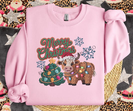 Merry Christmas Highland Cow Sweatshirt
