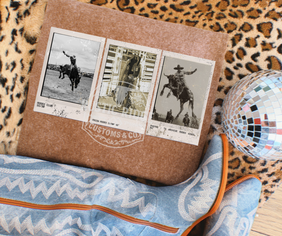 Vintage rodeo polaroid graphic on comfort colors espresso tee
