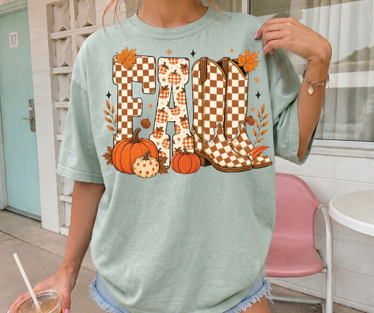 Fall Boots graphic tee in Bay