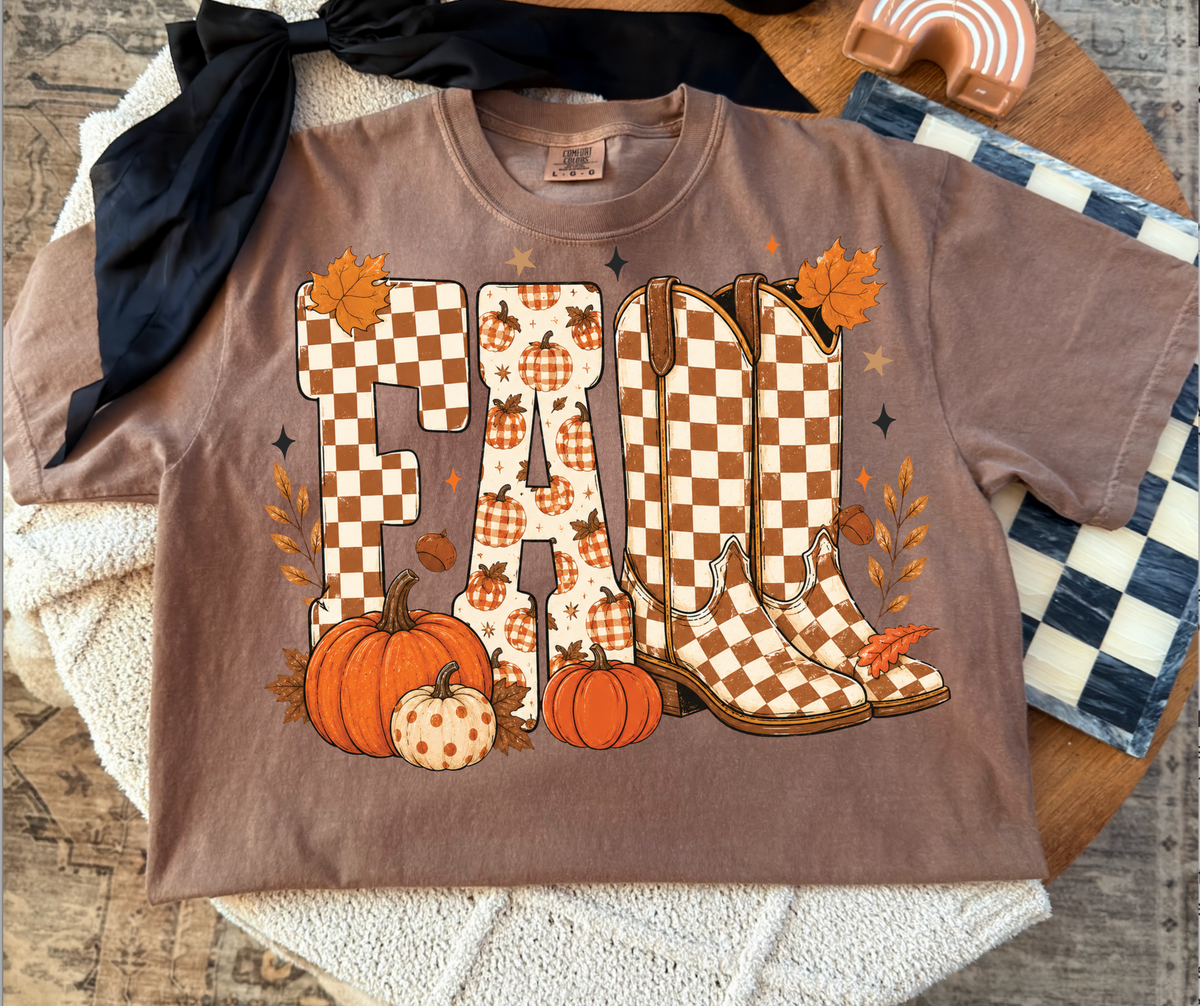 Fall Boots graphic tee in Espresso