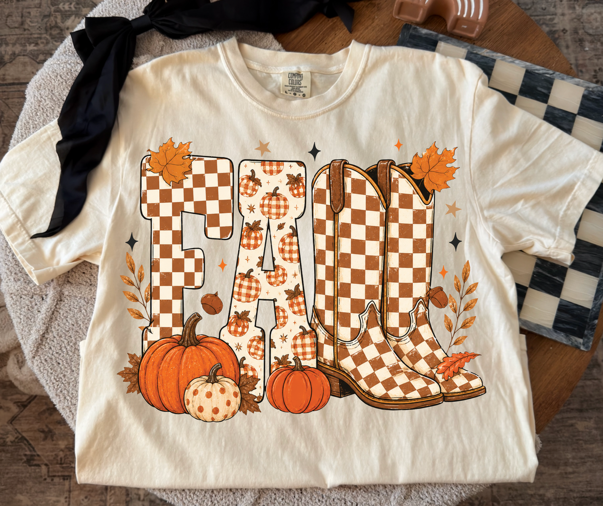 Fall Boots graphic tee in Ivory