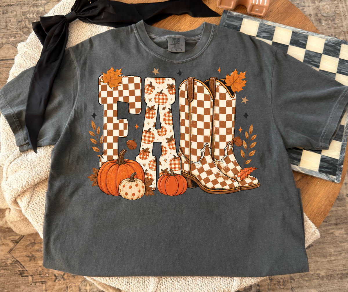 Fall Boots graphic tee in Pepper
