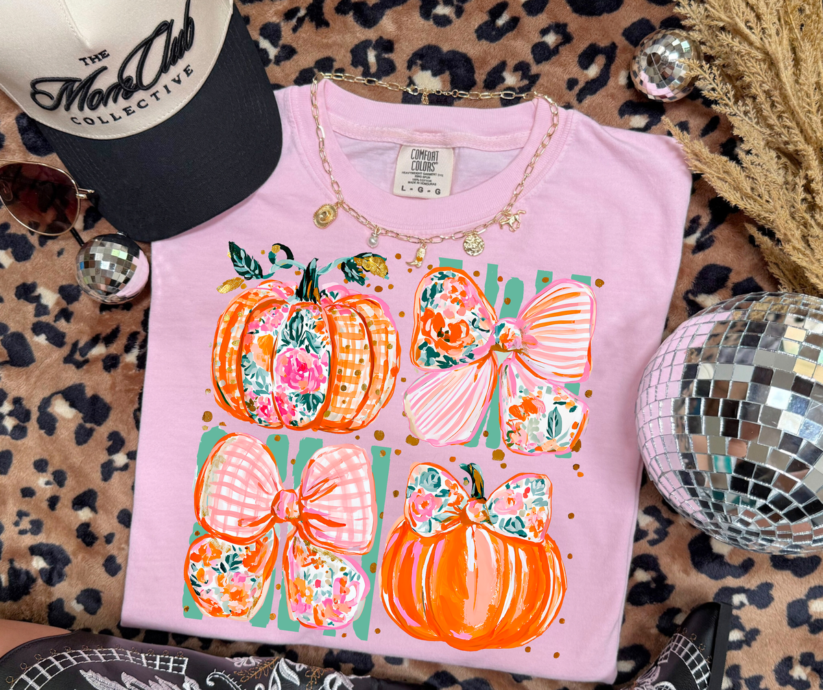 Floral Pumpkin Bow graphic tee in Blossom