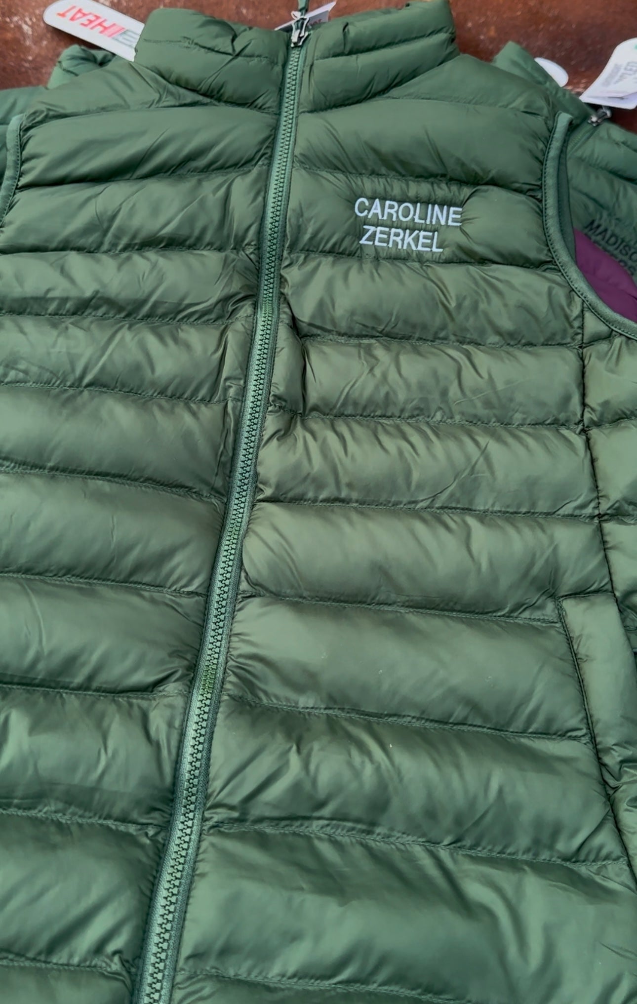 Women’s Custom Brand Puffer Vests - w/ Fabric Design