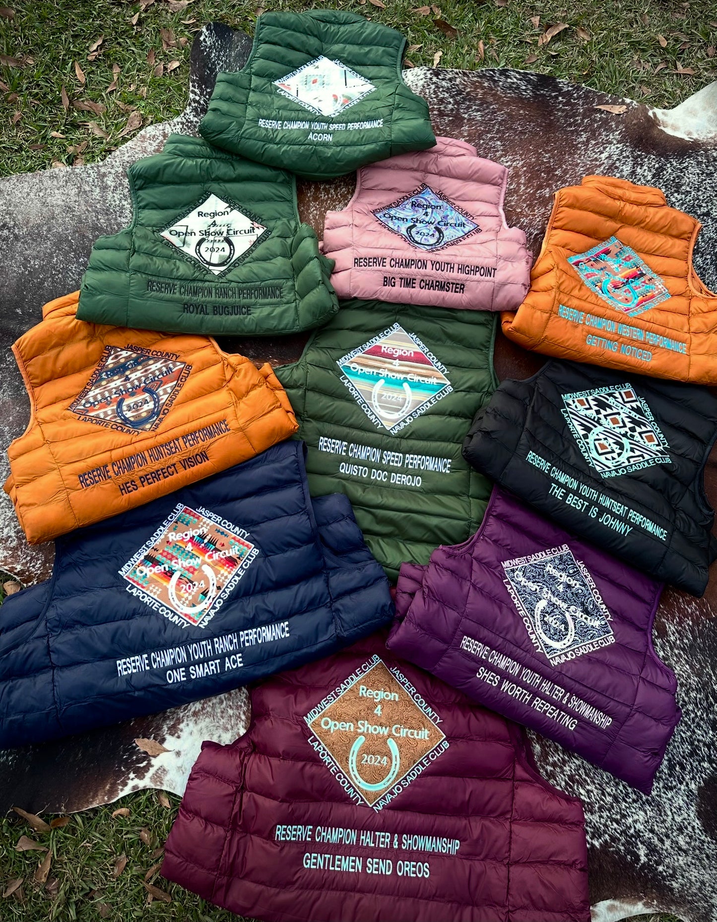 Women’s Custom Brand Puffer Vests - w/ Fabric Design