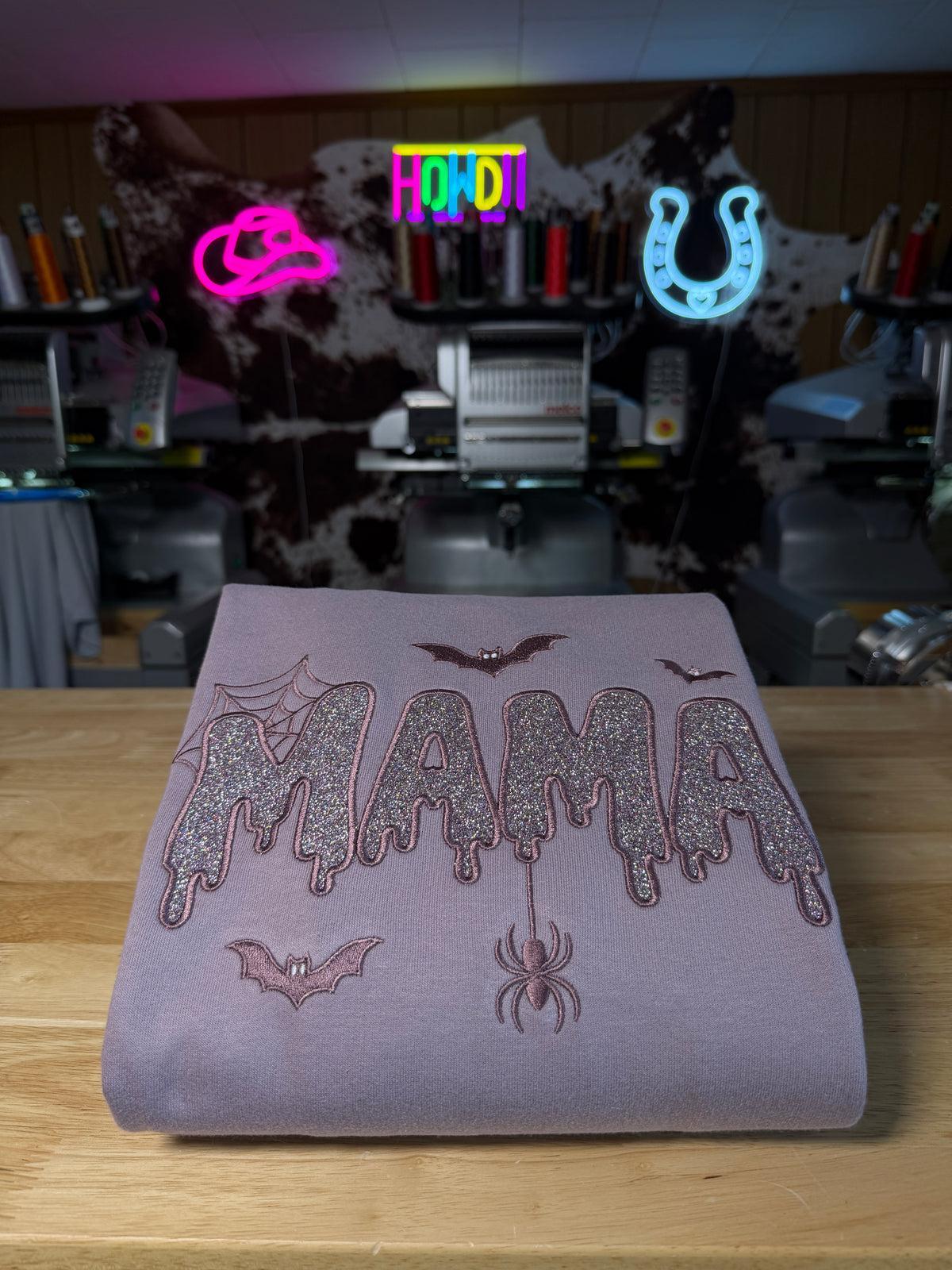 Spooky Mama Glitter Embroidered Sweatshirt