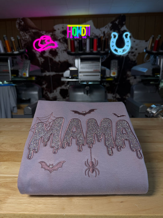 Spooky Mama Glitter Embroidered Sweatshirt