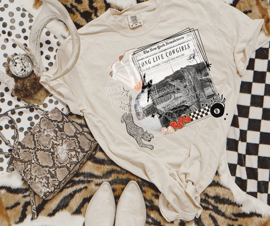 Long live cowgirls western graphic on comfort colors ivory tee