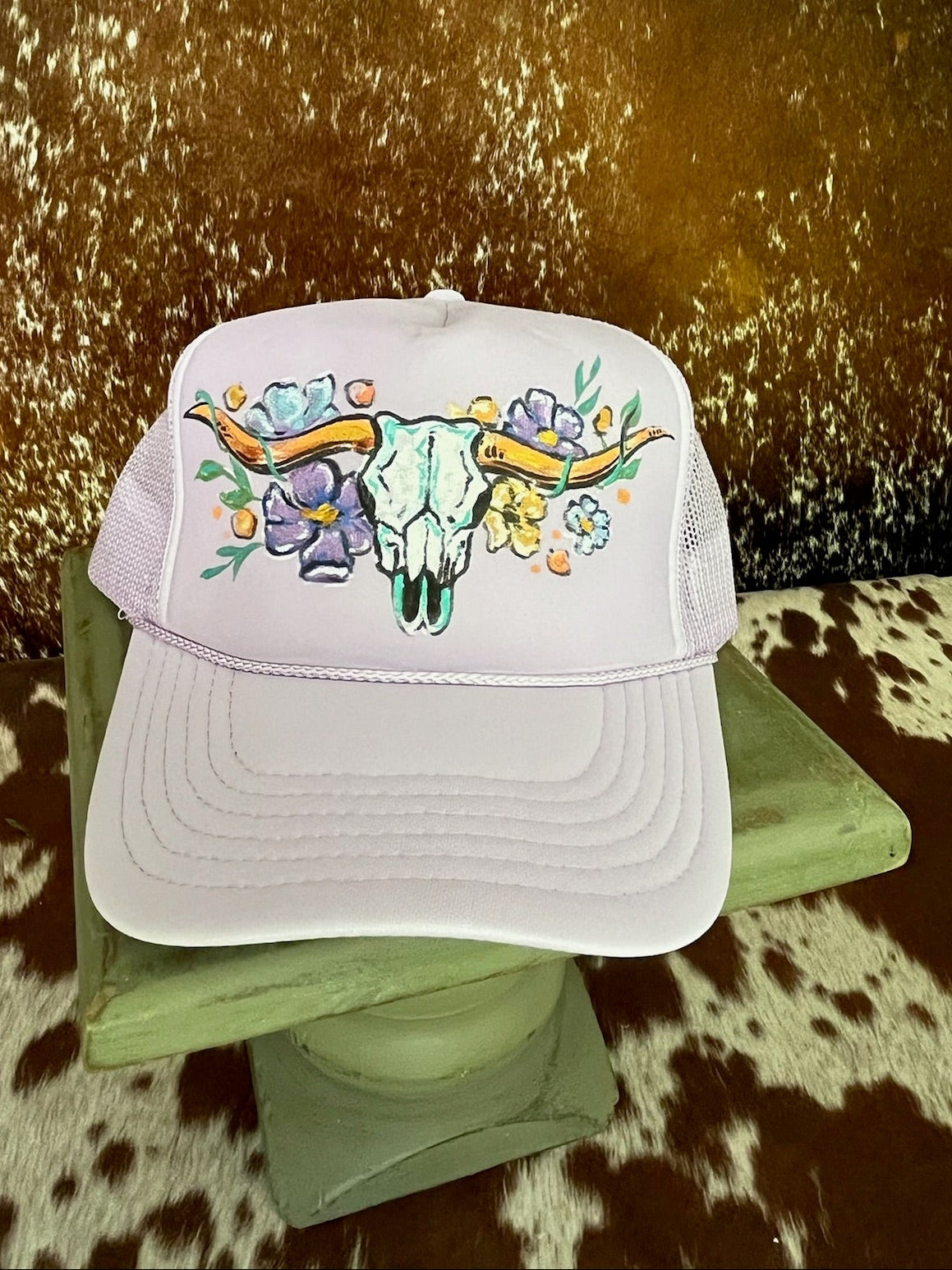 Hand painted western foam hats.