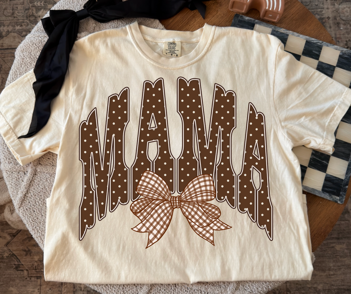 Fall MAMA Bow graphic tee in Ivory