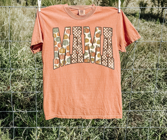 MAMA Patchwork graphic tee in Terra Cotta