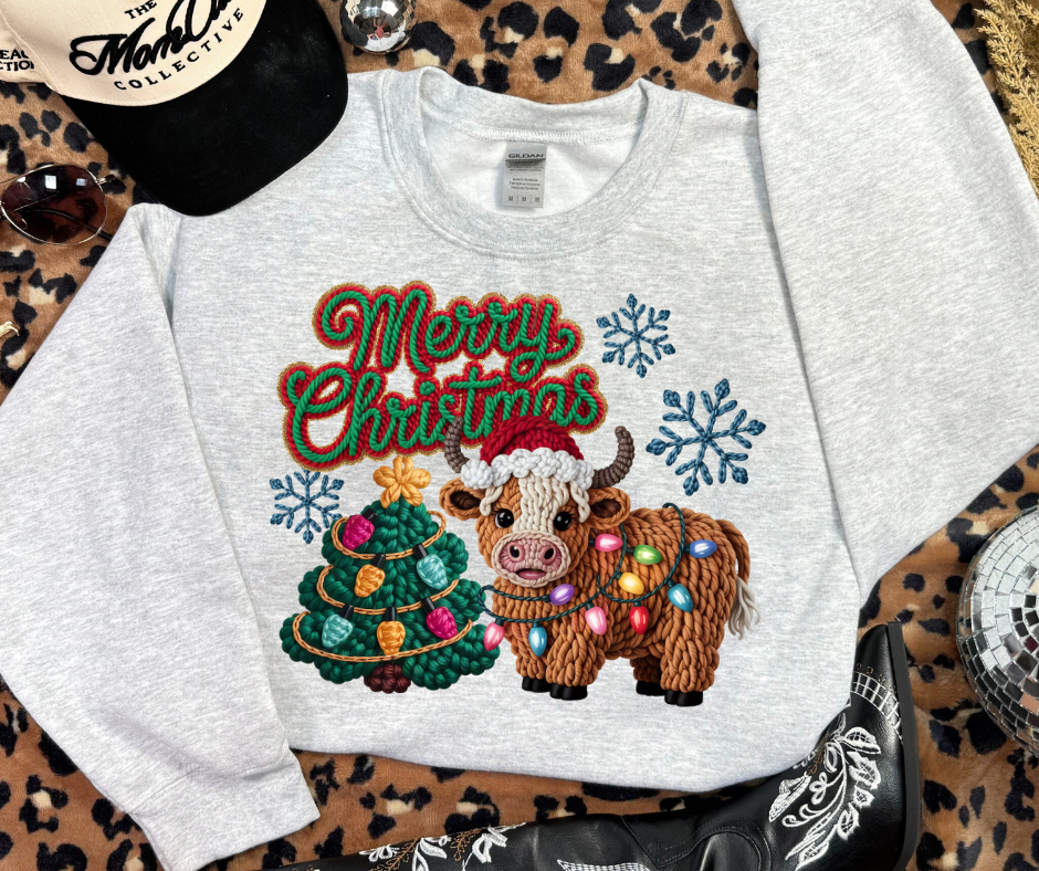 Merry Christmas Highland Cow Sweatshirt