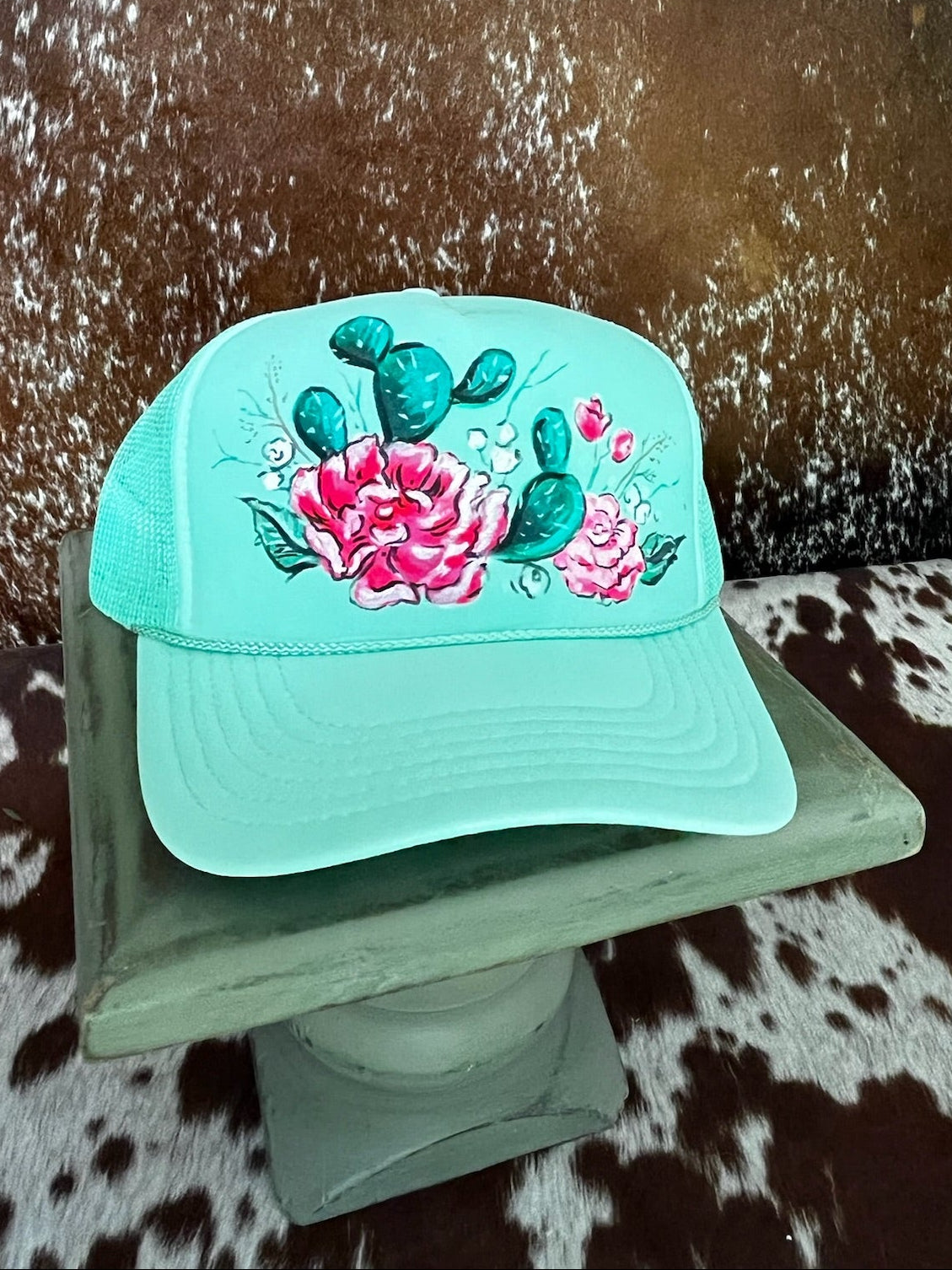 Hand painted western foam hats.