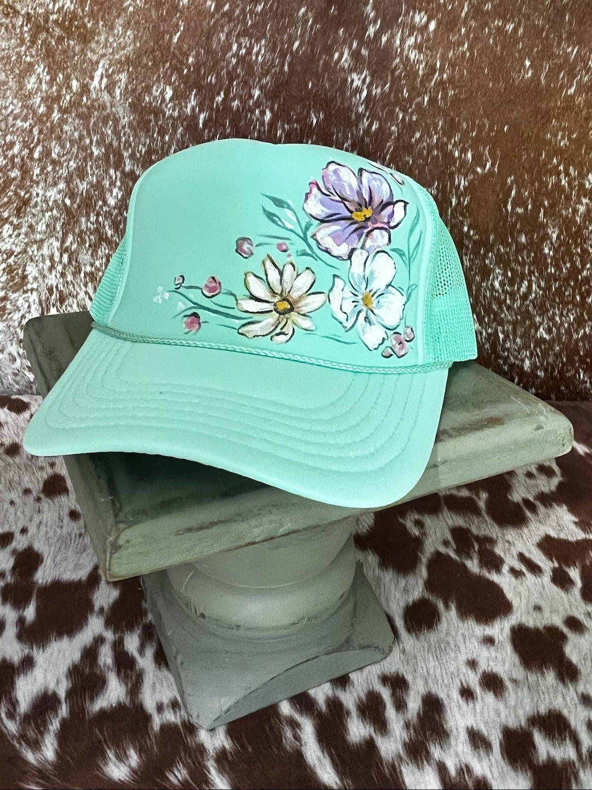 Hand painted western foam hats.