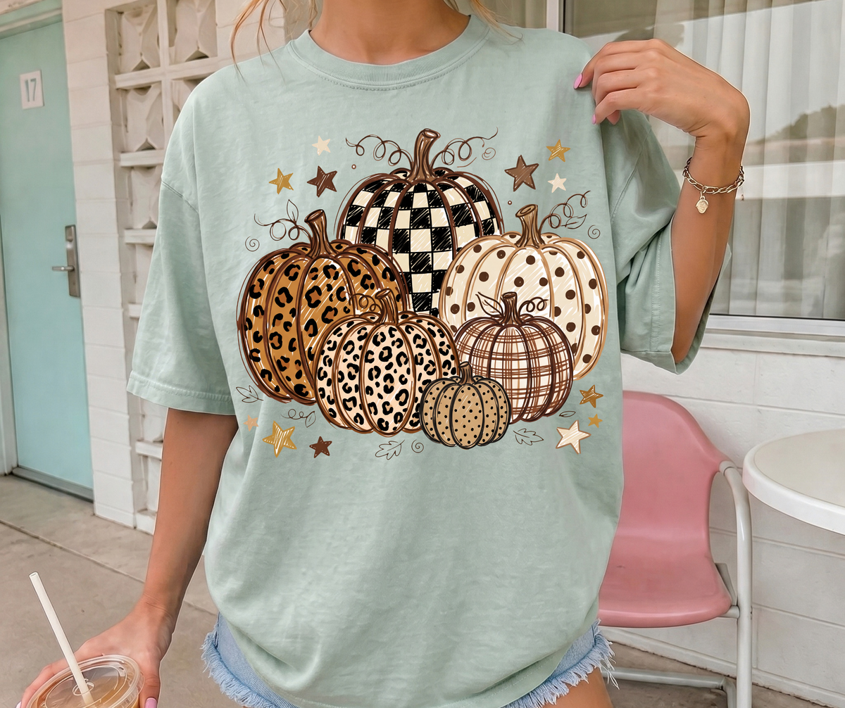 Patchwork Pumpkin Group graphic tee in Bay