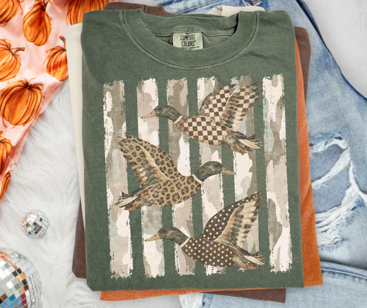 Patchwork Flying Ducks Graphic Tee