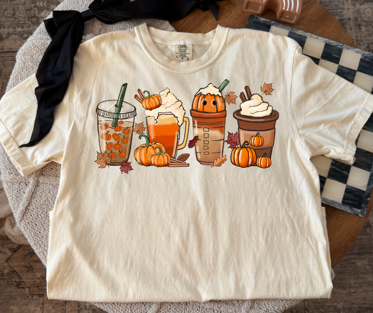 Pumpkin Drinks graphic tee in Ivory