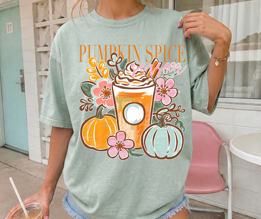 Pumpkin Spice Season graphic tee in Bay