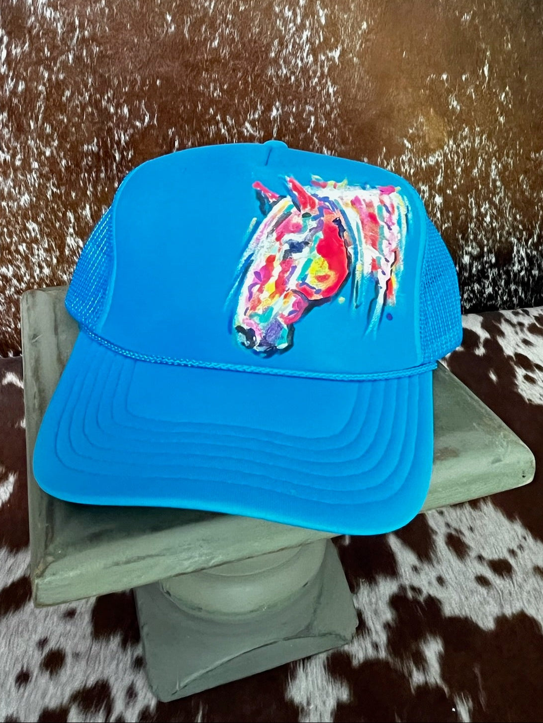 Hand painted western foam hats.