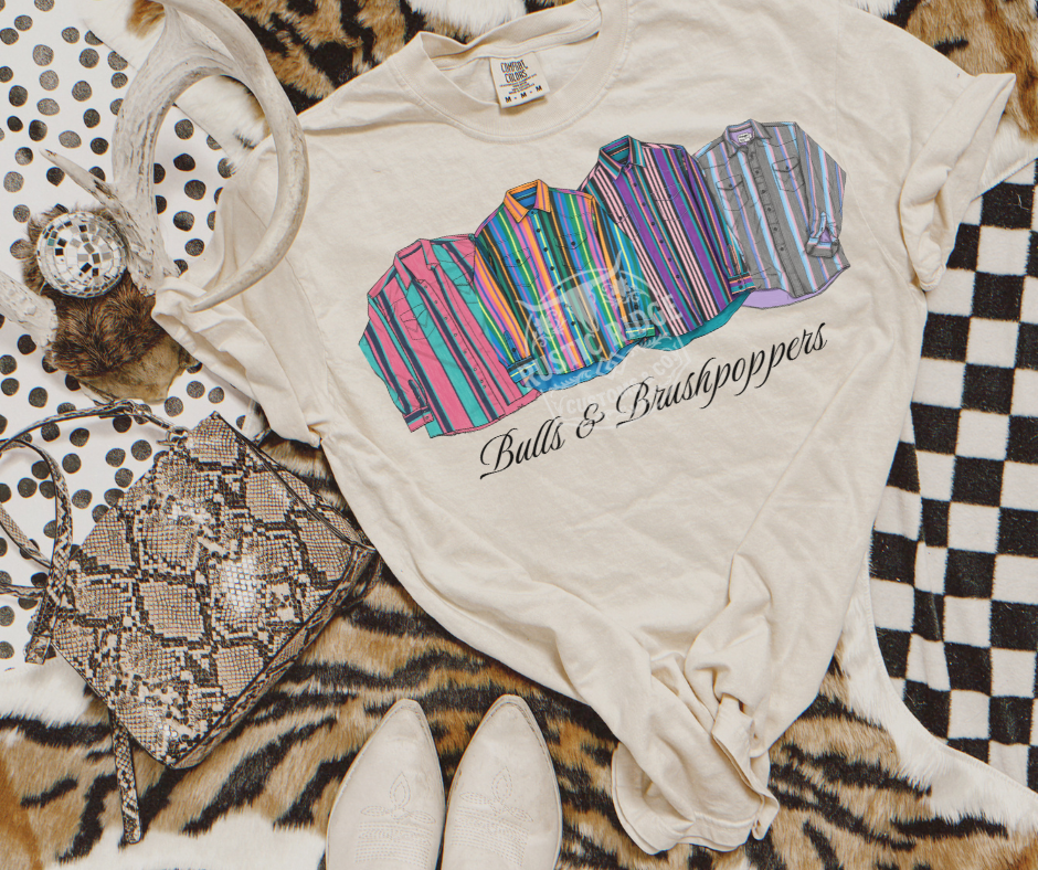 Bulls and brushpoppers western graphic on comfort colors ivory tee