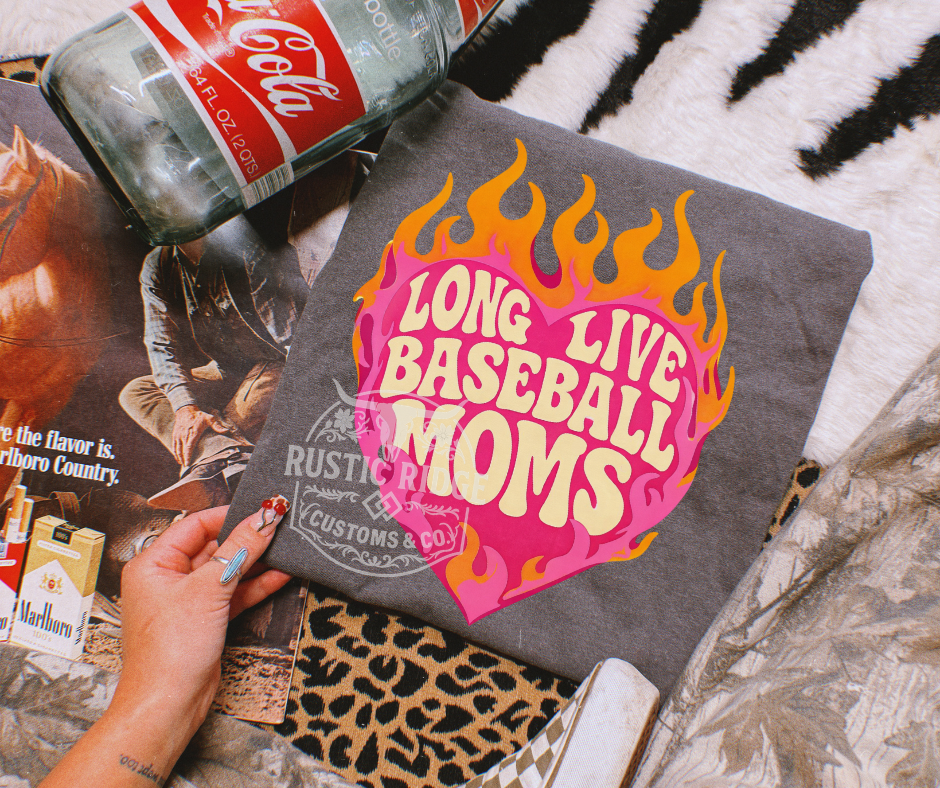 Long live baseball moms graphic on comfort colors tee